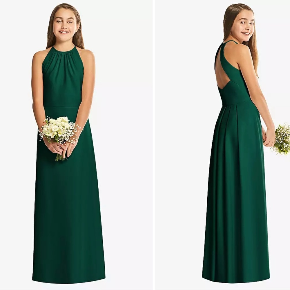 DESSY COLLECTION SOCIAL JUNIOR BRIDESMAID STYLE JR547 IN HUNTER GREEN